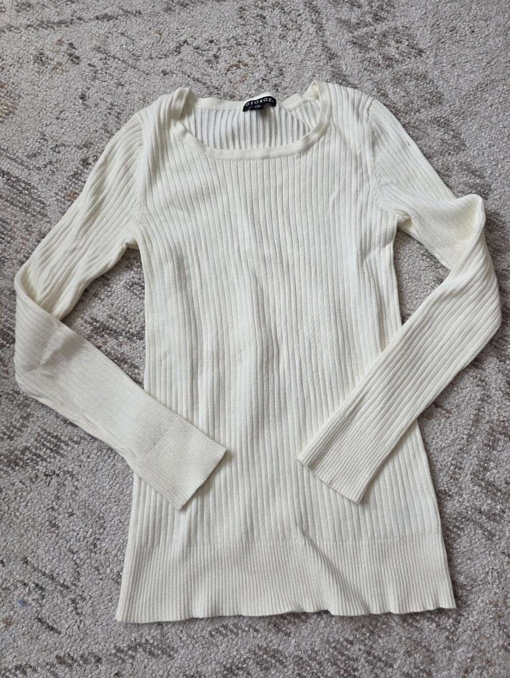 George Cream Ribbed Scoop Neck Top
